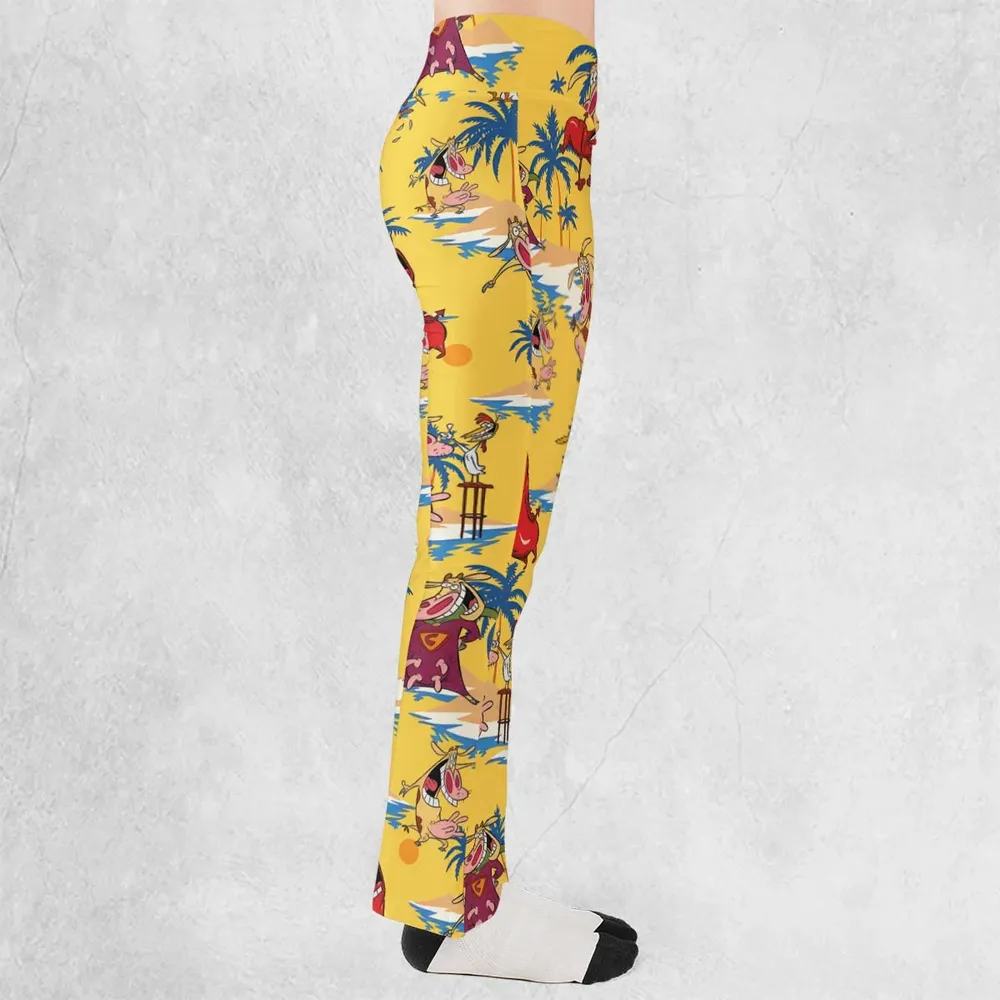 Cow Chicken Red Guy Flare Leggings - 2