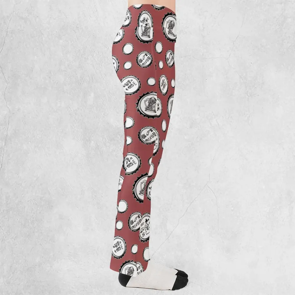 Recall Memories Beer Cap Puzzles Flare Leggings - 2