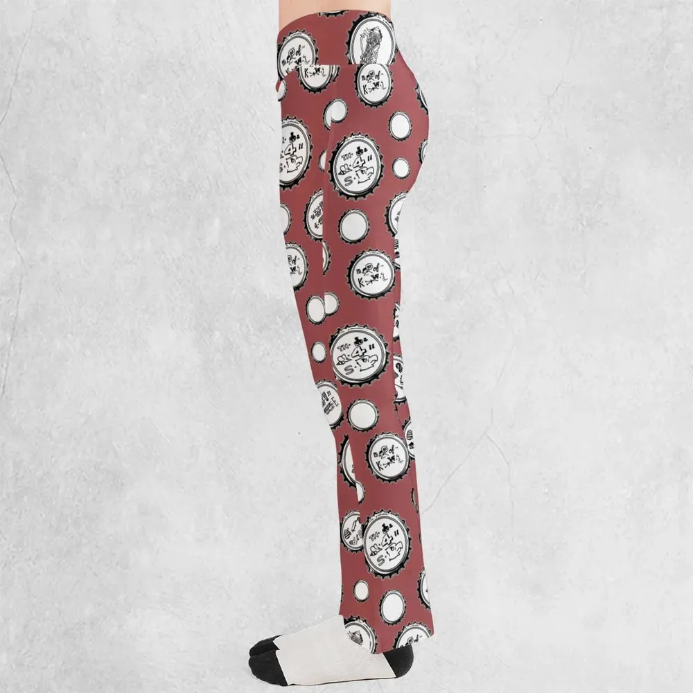 Recall Memories Beer Cap Puzzles Flare Leggings - 3
