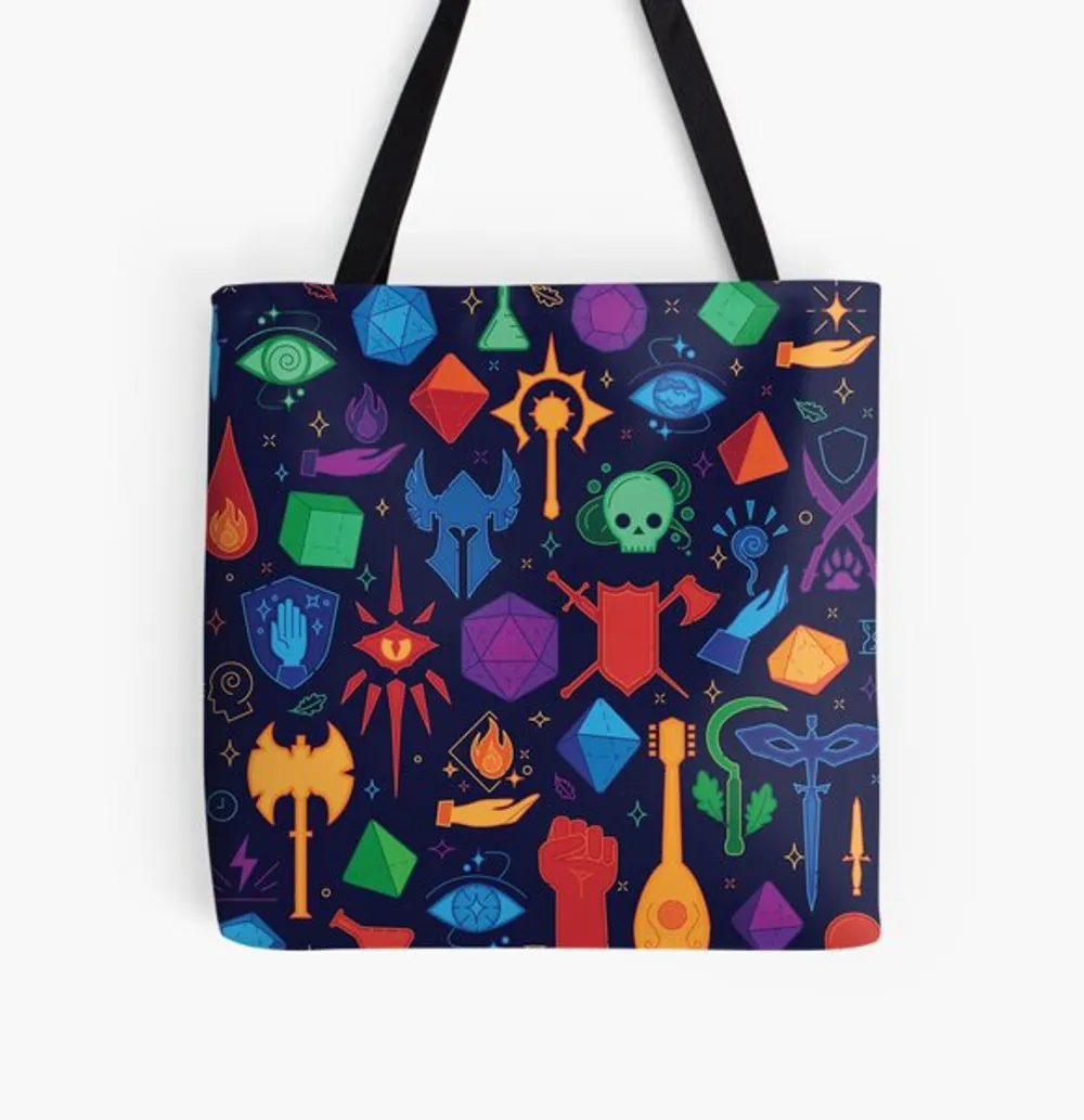 DnD Pattern Lined Tote Bag - 1