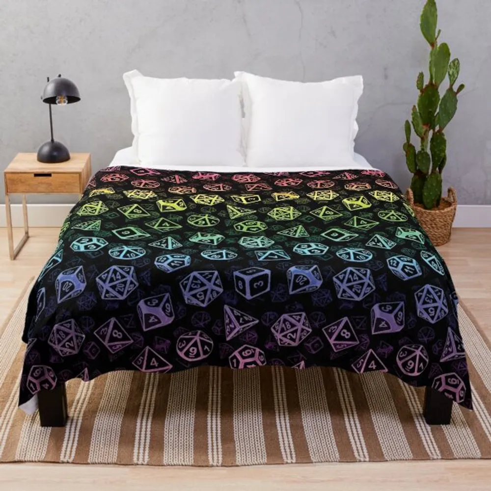 DnD Dice Set Rainbow Fleece Blanket - 1