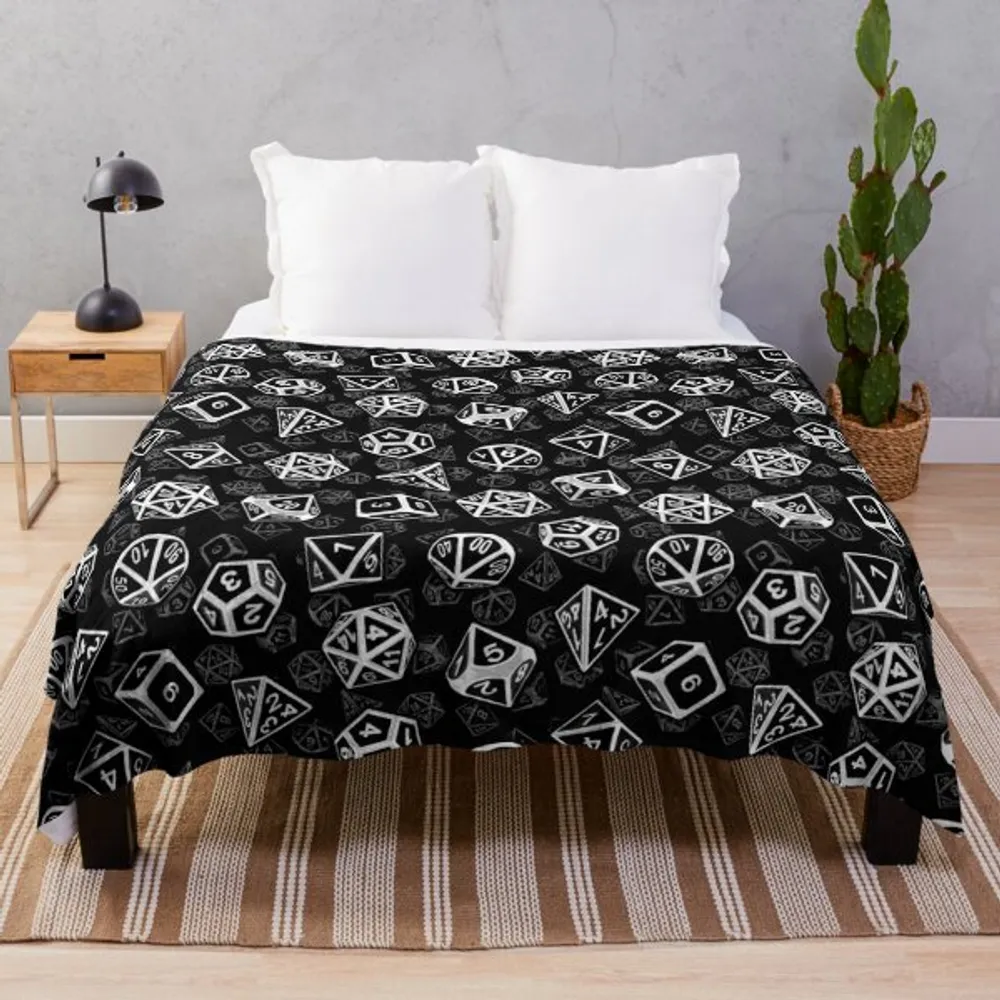 DnD Dice Set Black Fleece Blanket - 1