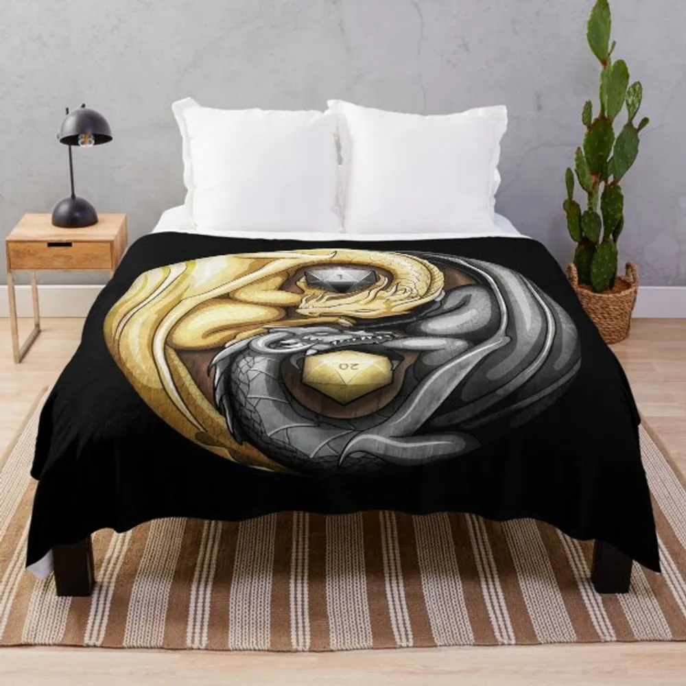 Yin Yang Dices And Dragons Fleece Blanket - 1
