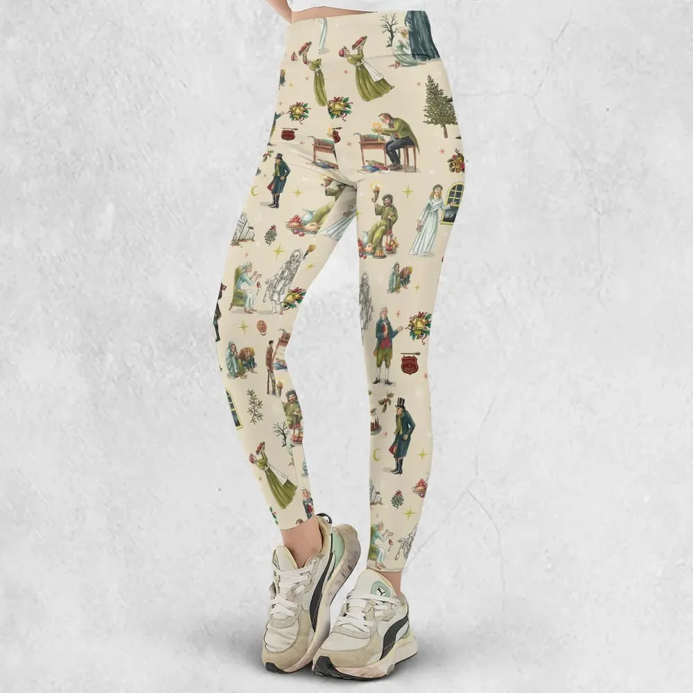 A Christmas Carol Characters Pattern Legging - 2