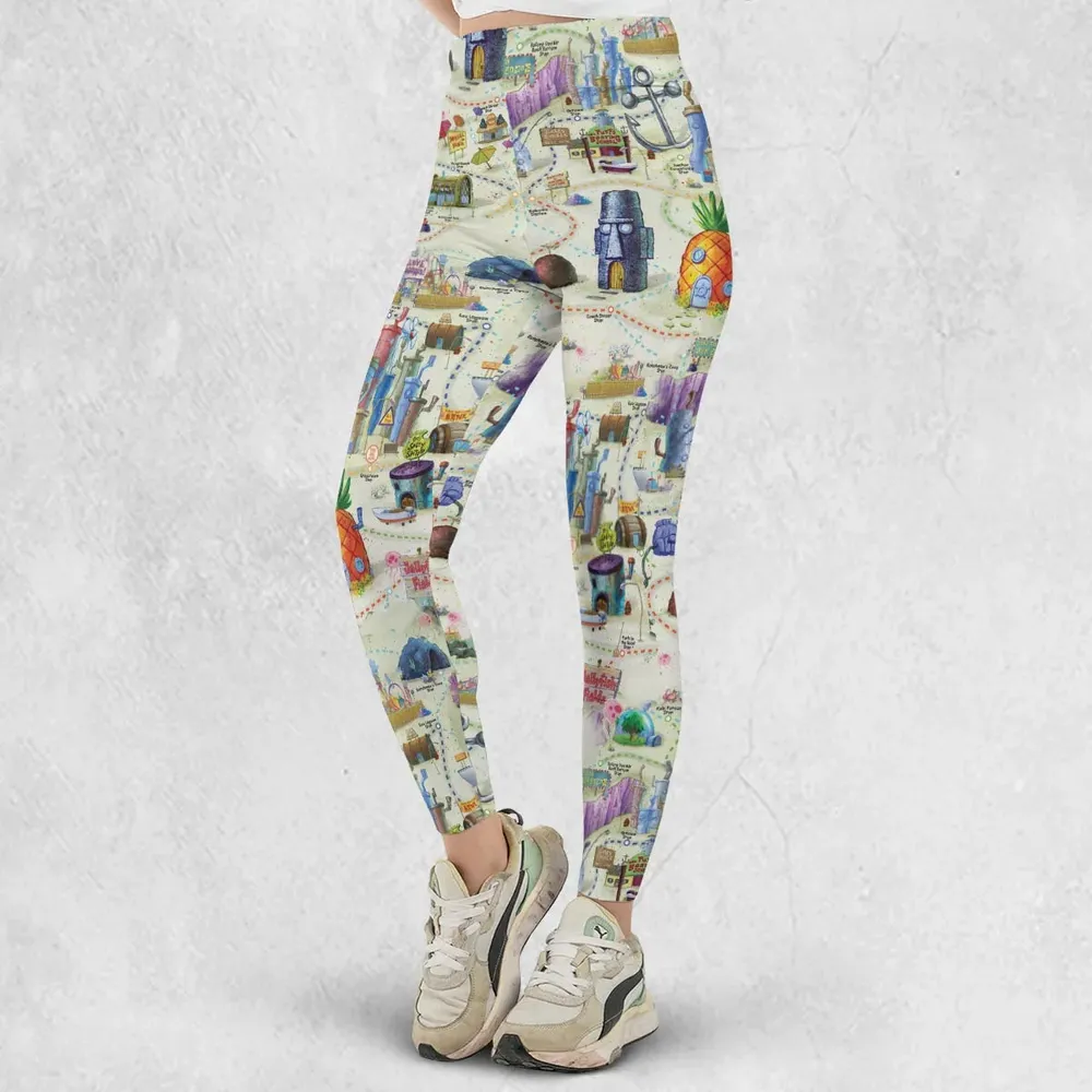 Map Of Bikini Bottom SpongeBob SquarePants Legging - 2