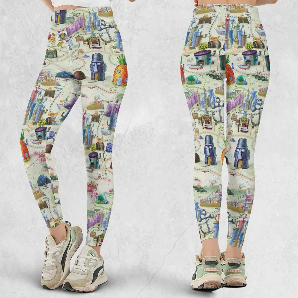 Map Of Bikini Bottom SpongeBob SquarePants Legging - 1