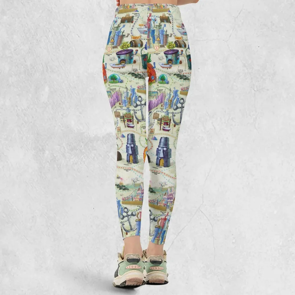 Map Of Bikini Bottom SpongeBob SquarePants Legging - 3