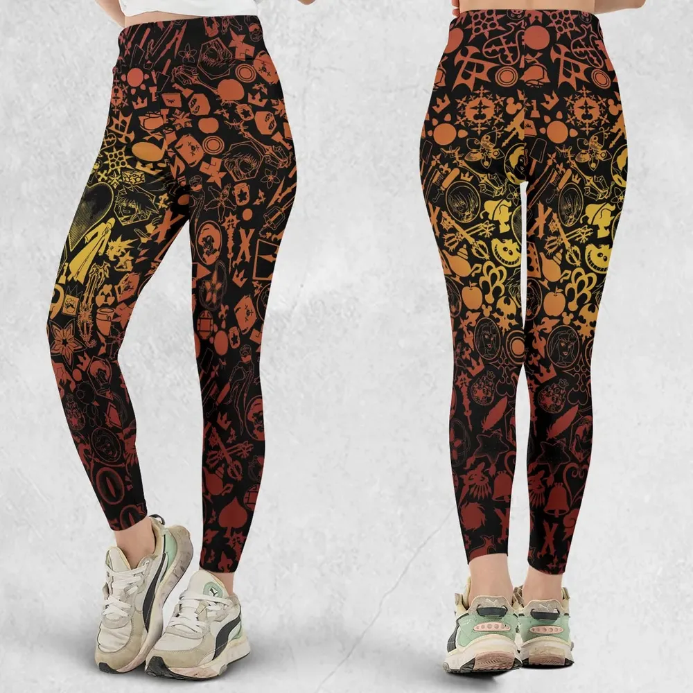 Red Key Heart Kingdom Hearts Legging - 1