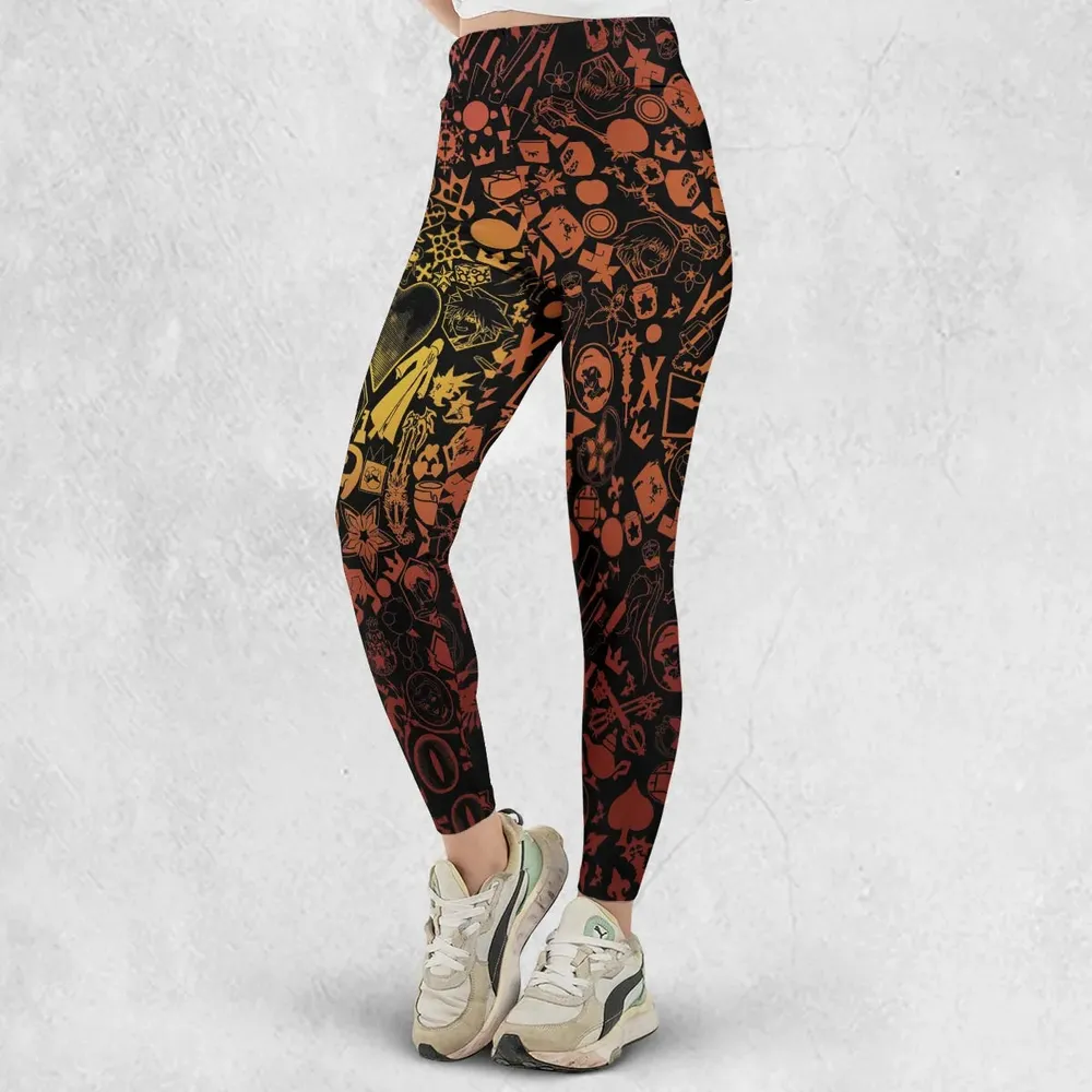 Red Key Heart Kingdom Hearts Legging - 2