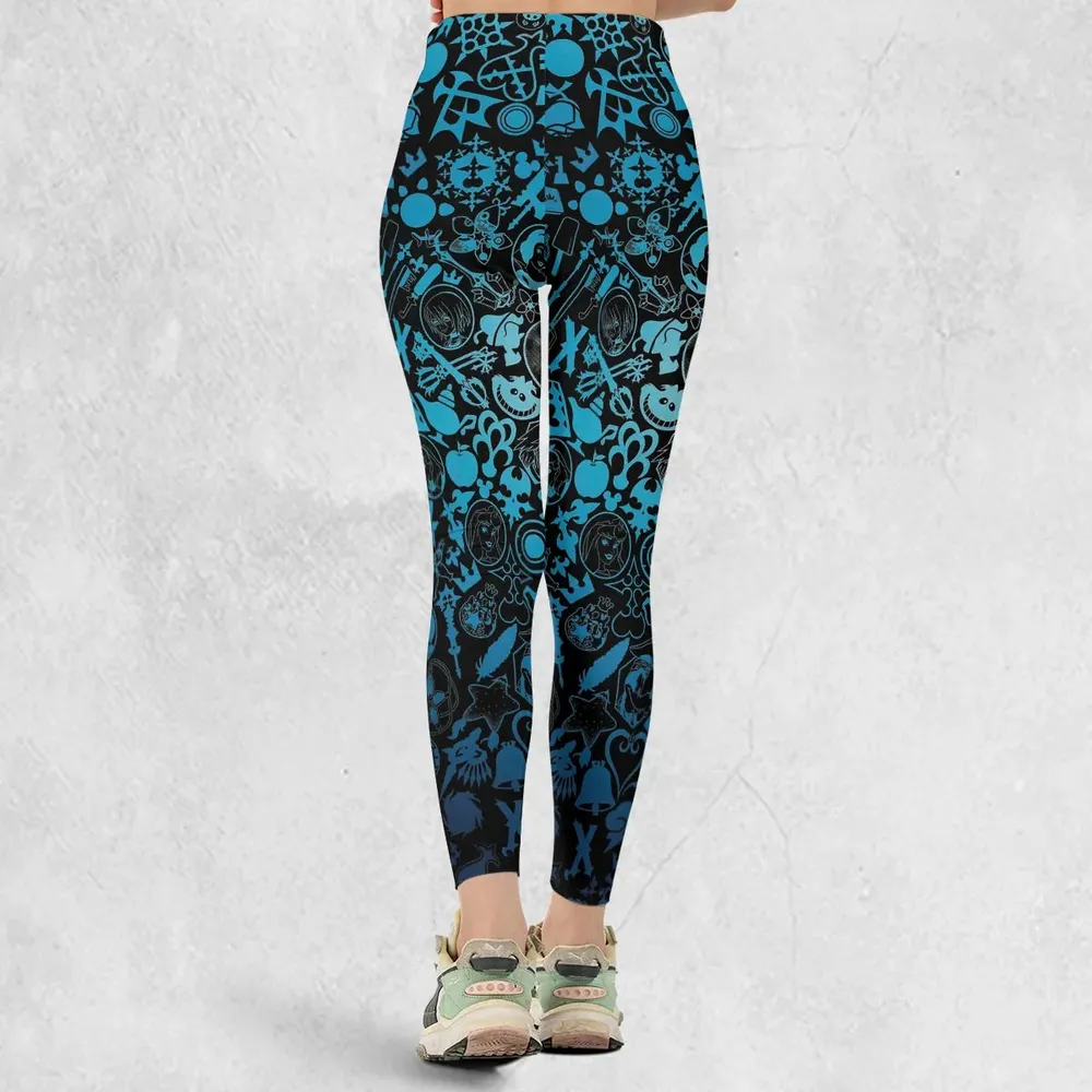Blue Key Heart Kingdom Hearts Legging - 3