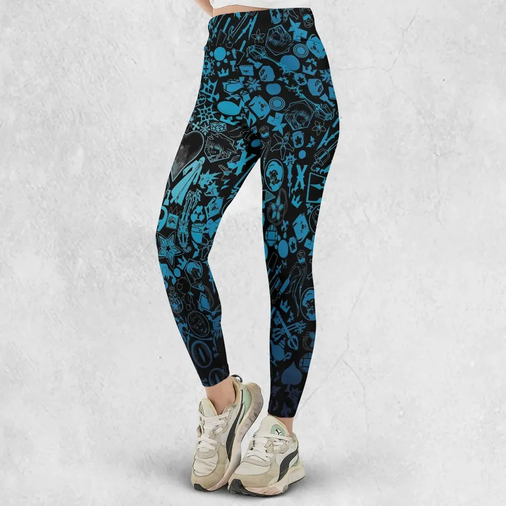 Blue Key Heart Kingdom Hearts Legging - 2