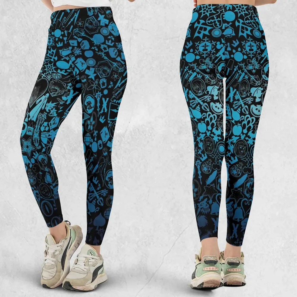 Blue Key Heart Kingdom Hearts Legging - 1