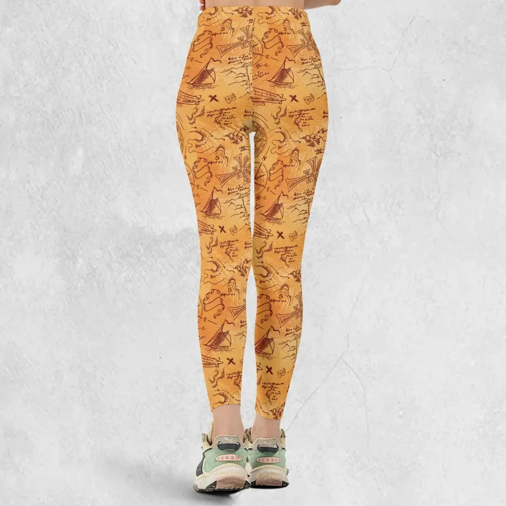 Vintage Adventure Map Indiana Jones Legging - 3