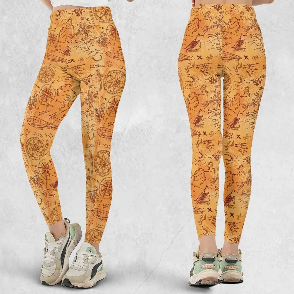 Vintage Adventure Map Indiana Jones Legging - 1