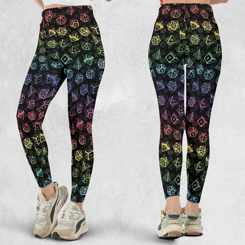 DnD Rainbow Dice Set Pattern Legging - 1