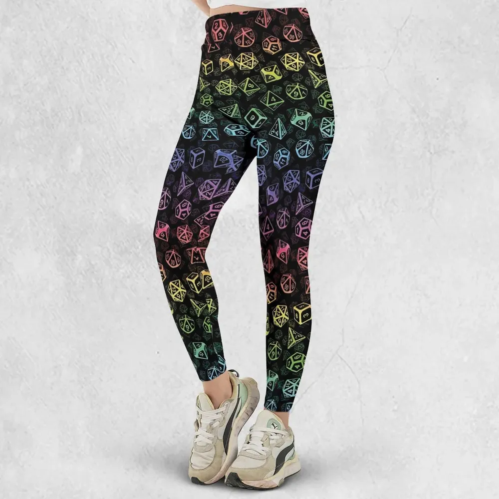 DnD Rainbow Dice Set Pattern Legging - 2