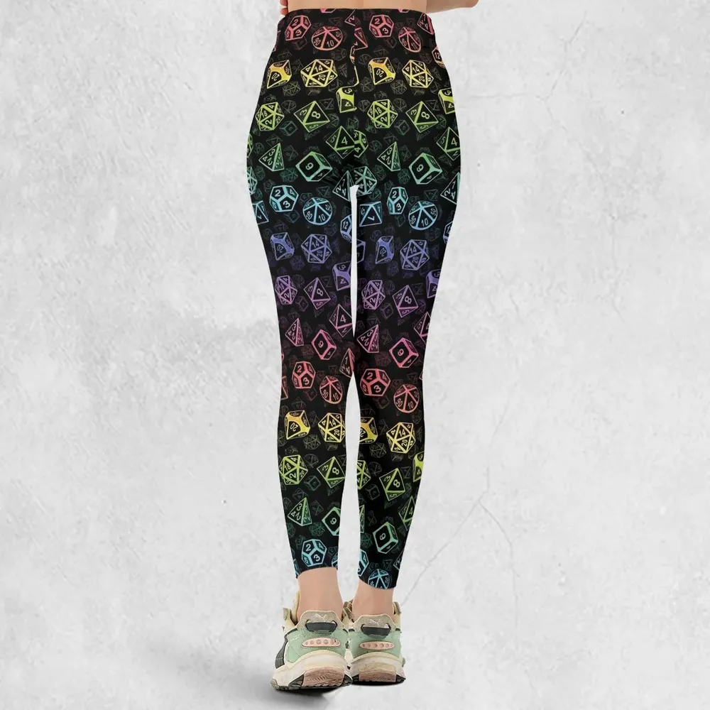 DnD Rainbow Dice Set Pattern Legging - 3