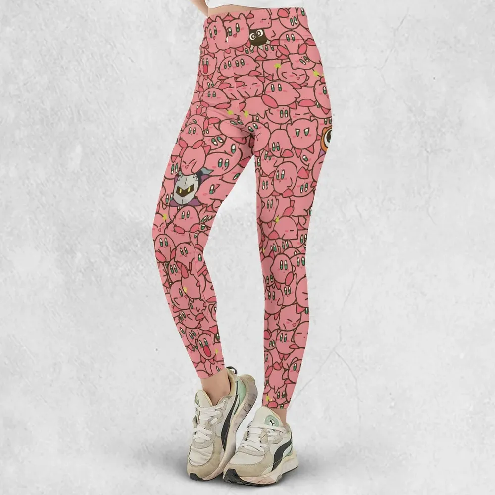Cute Kirby Waddle Doo Bandana Waddle Dee Meta Knight Kirby's Characters Legging - 2