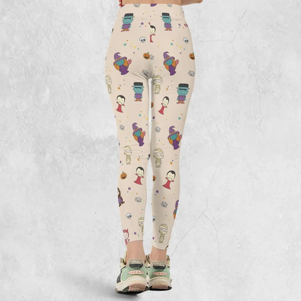 Cute Halloween Characters Pattern Legging - 3
