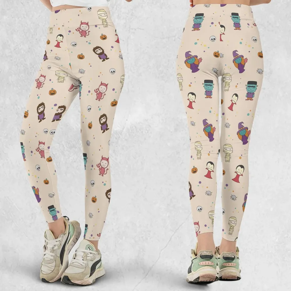 Cute Halloween Characters Pattern Legging - 1