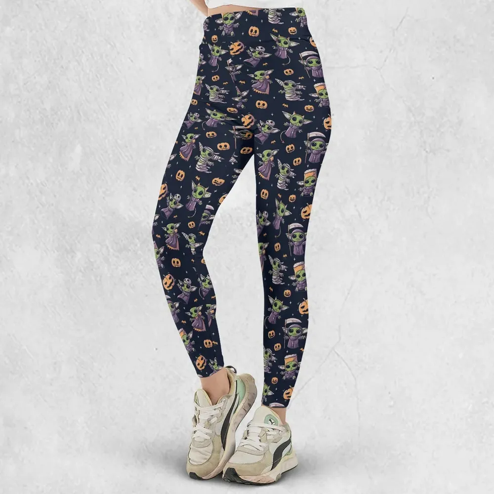 Cute Baby Yoda Halloween Pattern Legging - 2