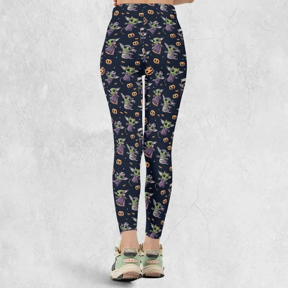 Cute Baby Yoda Halloween Pattern Legging - 3