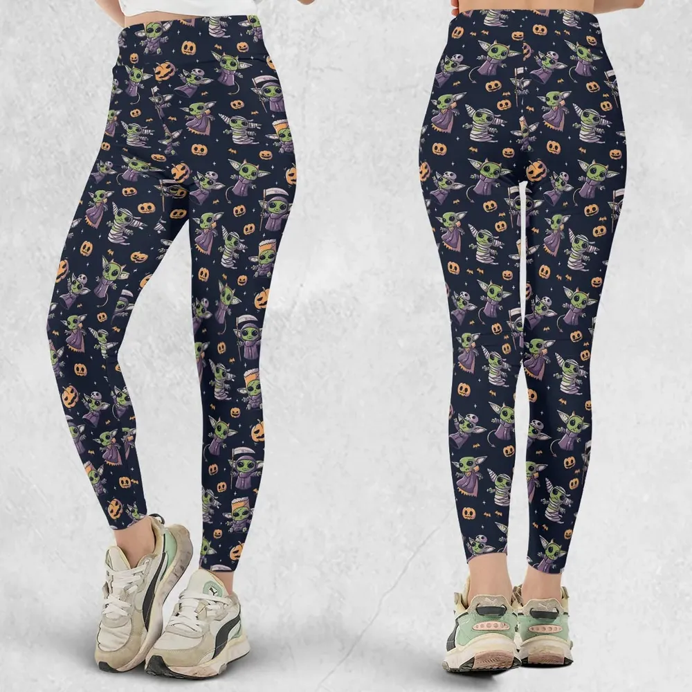 Cute Baby Yoda Halloween Pattern Legging - 1