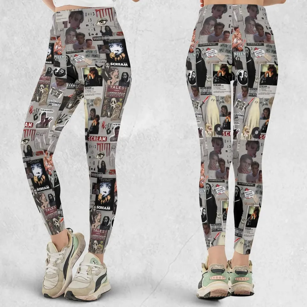 Crime Scene Scream Aesthetic Pattern Legging - 1
