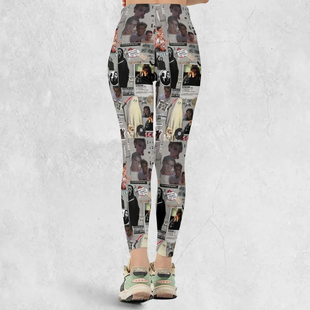 Crime Scene Scream Aesthetic Pattern Legging - 3