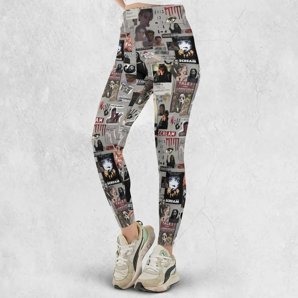 Crime Scene Scream Aesthetic Pattern Legging - 2