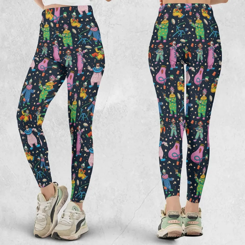 Clowns Popcorn Killer Klowns from Outer Space Pattern Legging - 1
