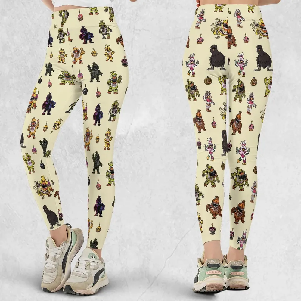 Chica Chicken Five Nights at Freddy's Pattern Legging - 1