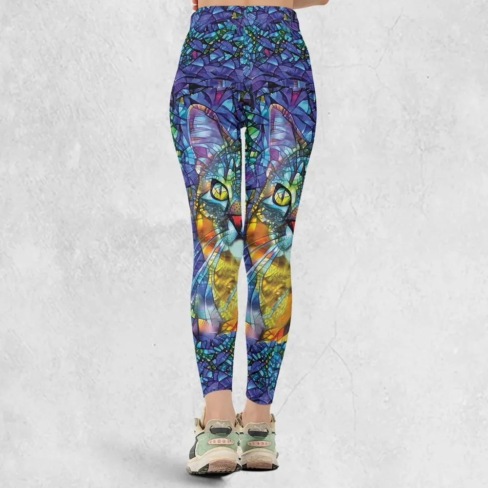 Cat Stained Glass Legging - 3