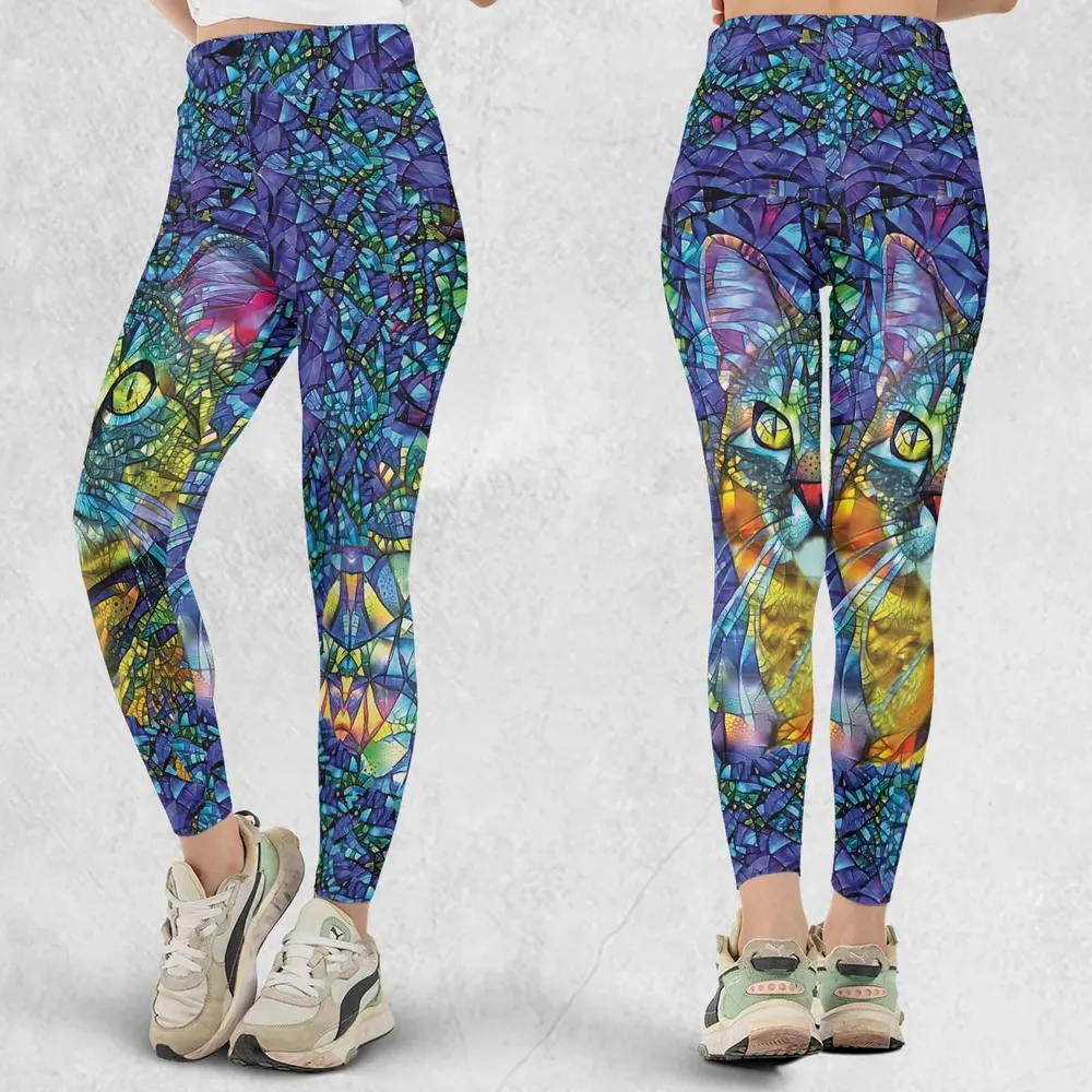 Cat Stained Glass Legging - 1