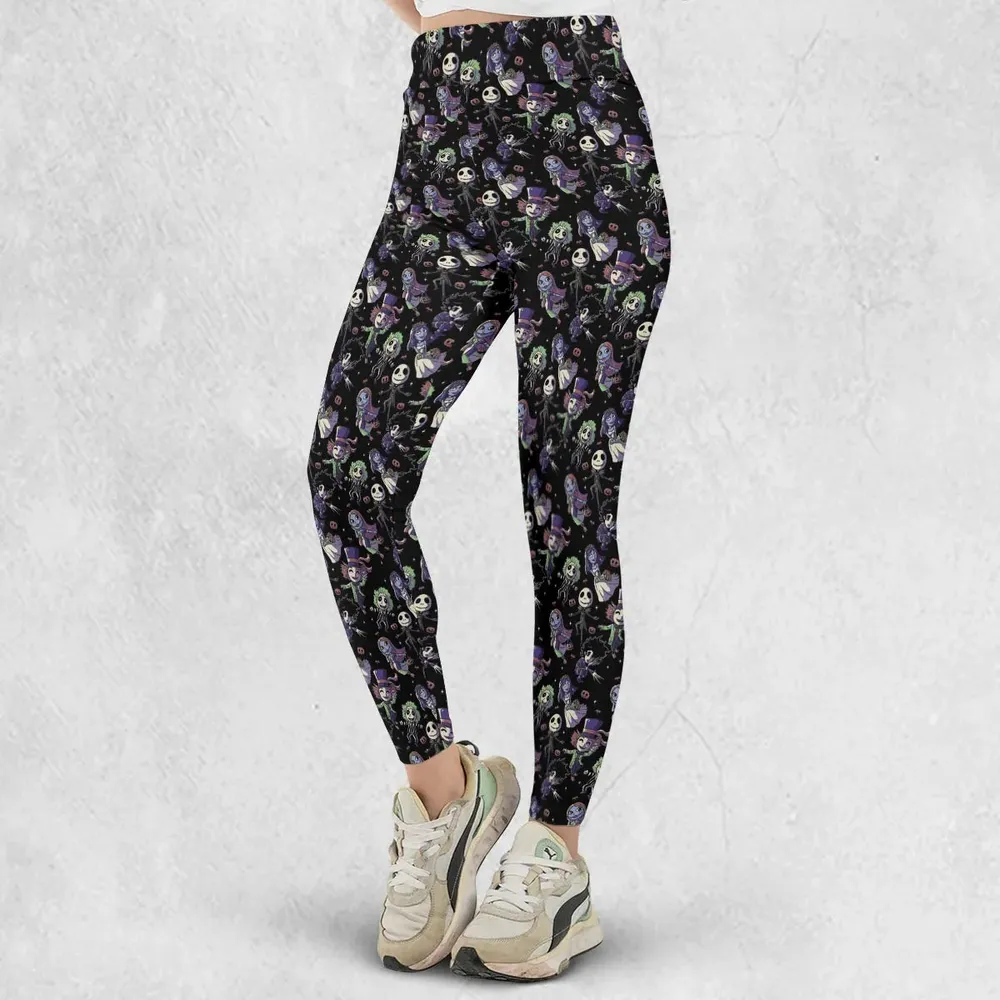 Buttons Characters Pattern Legging - 2