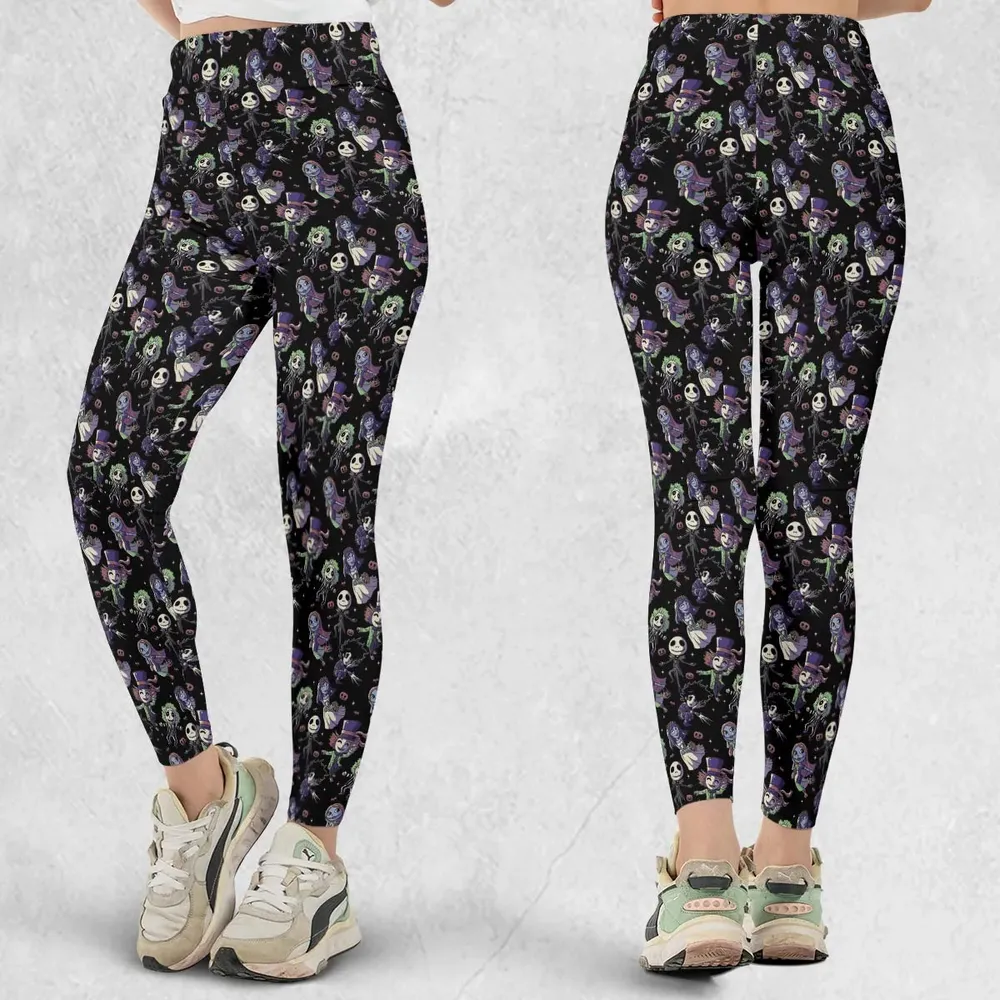 Buttons Characters Pattern Legging - 1