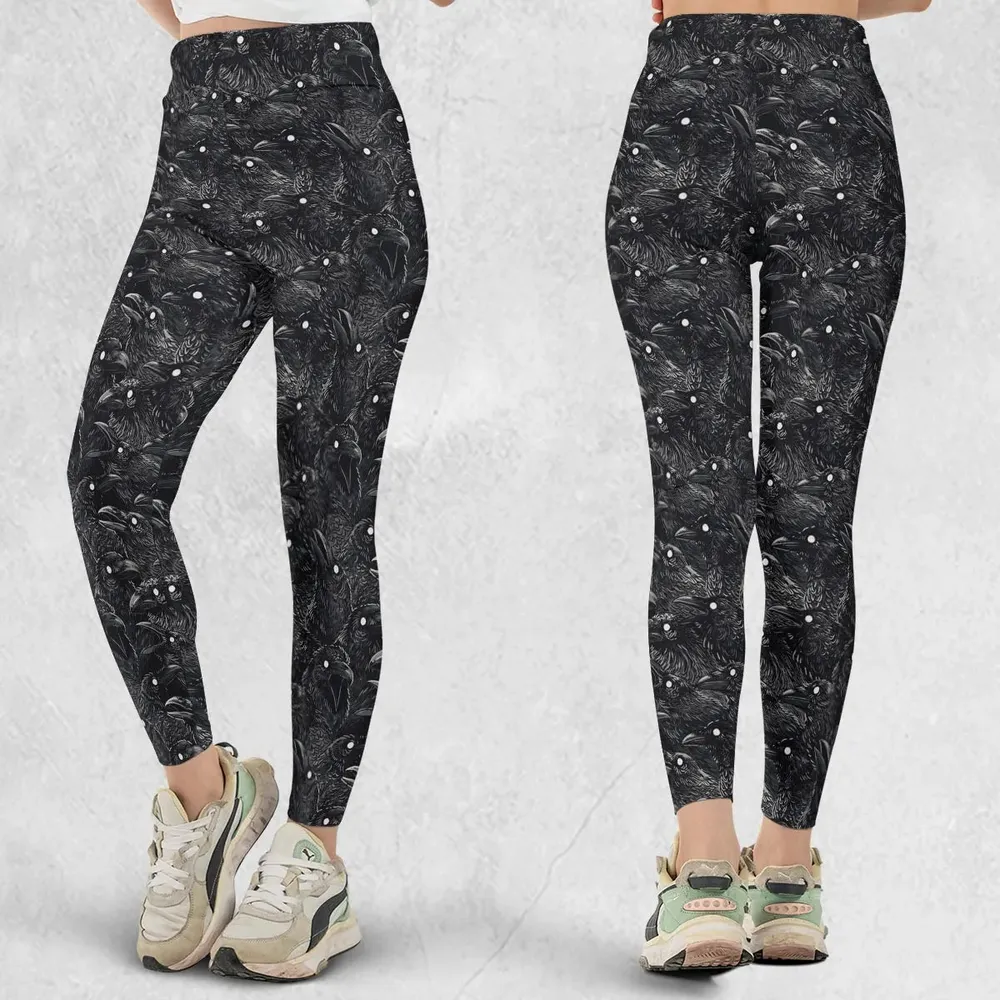 Black Raven Pattern Legging - 1
