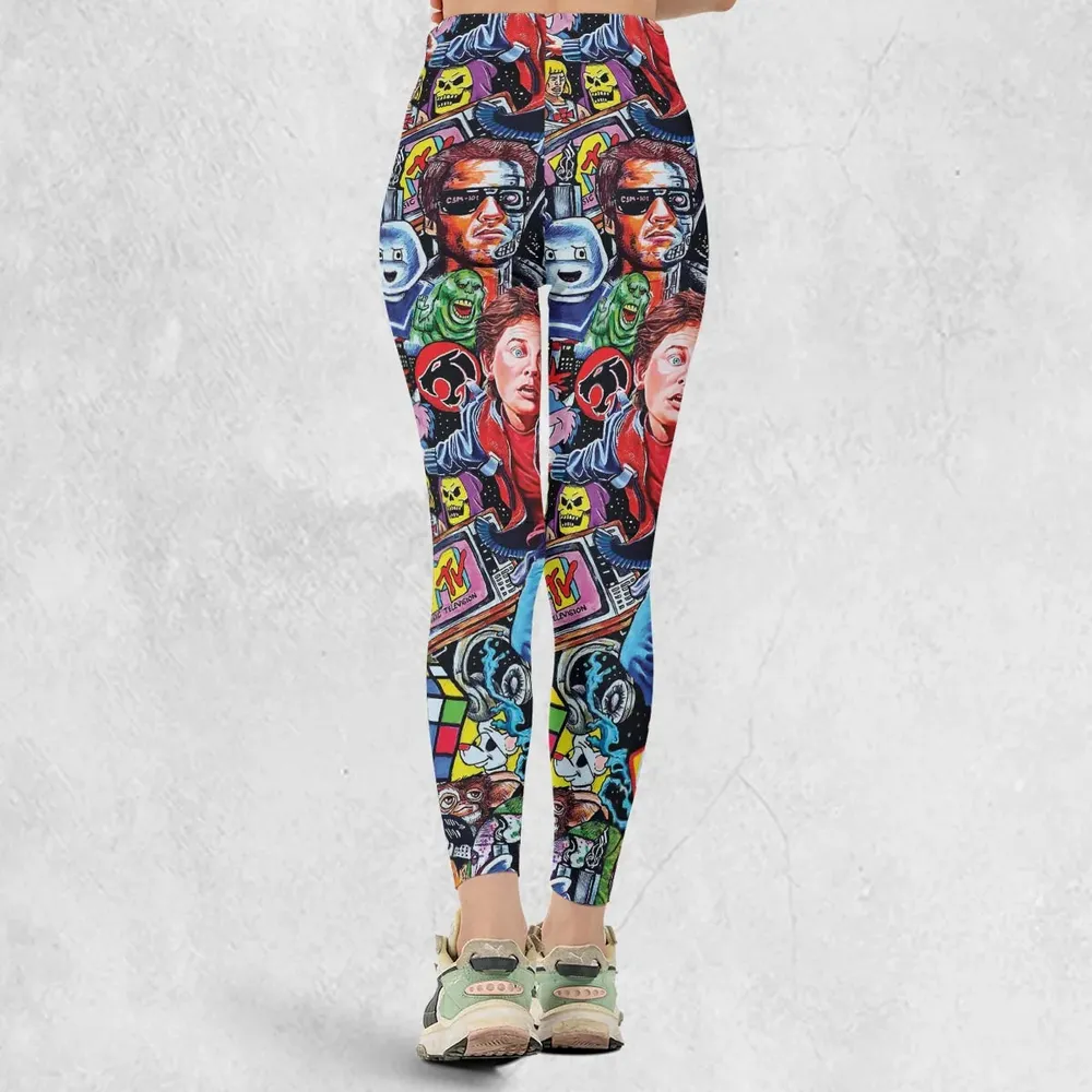Back To The 80s Pop Culture 80s Movies Characters Legging - 3