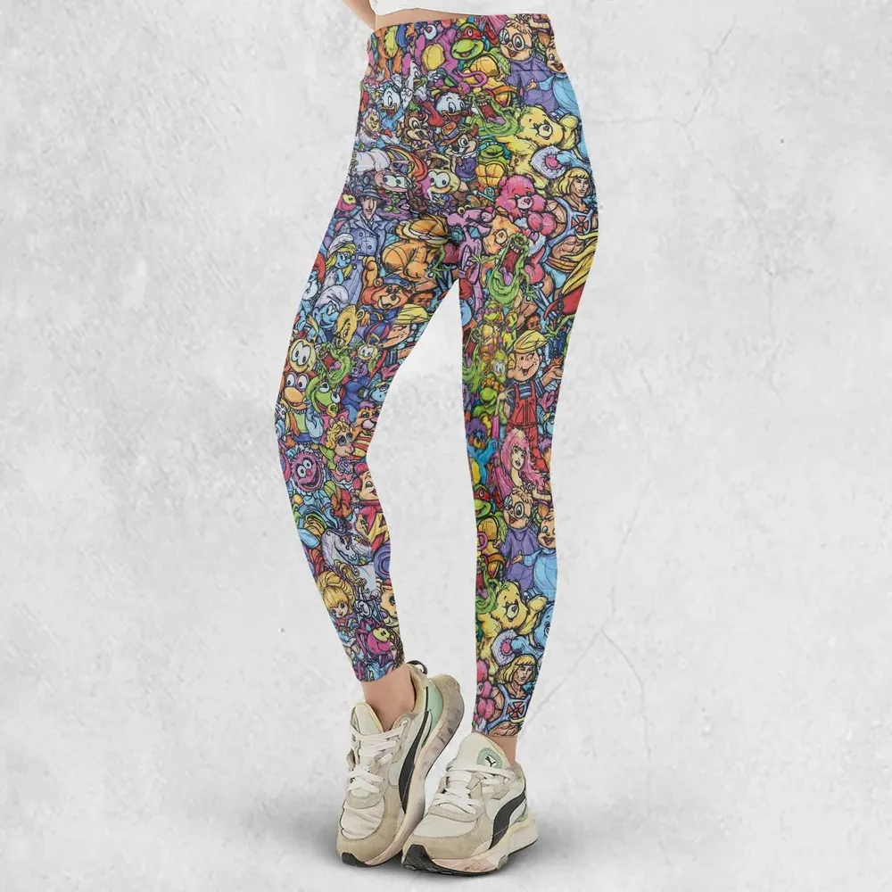80s Throwback Cartoon Pattern Legging - 2