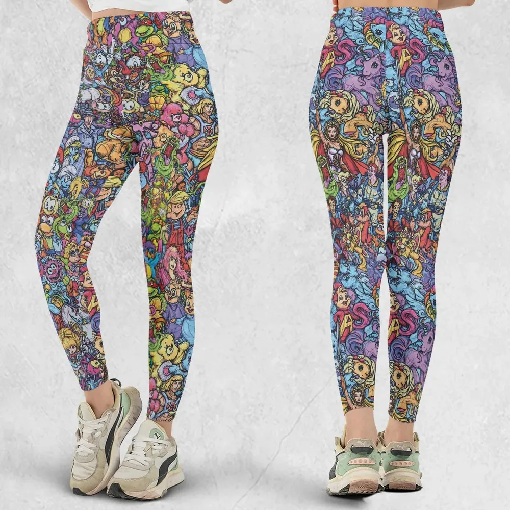 80s Throwback Cartoon Pattern Legging - 1