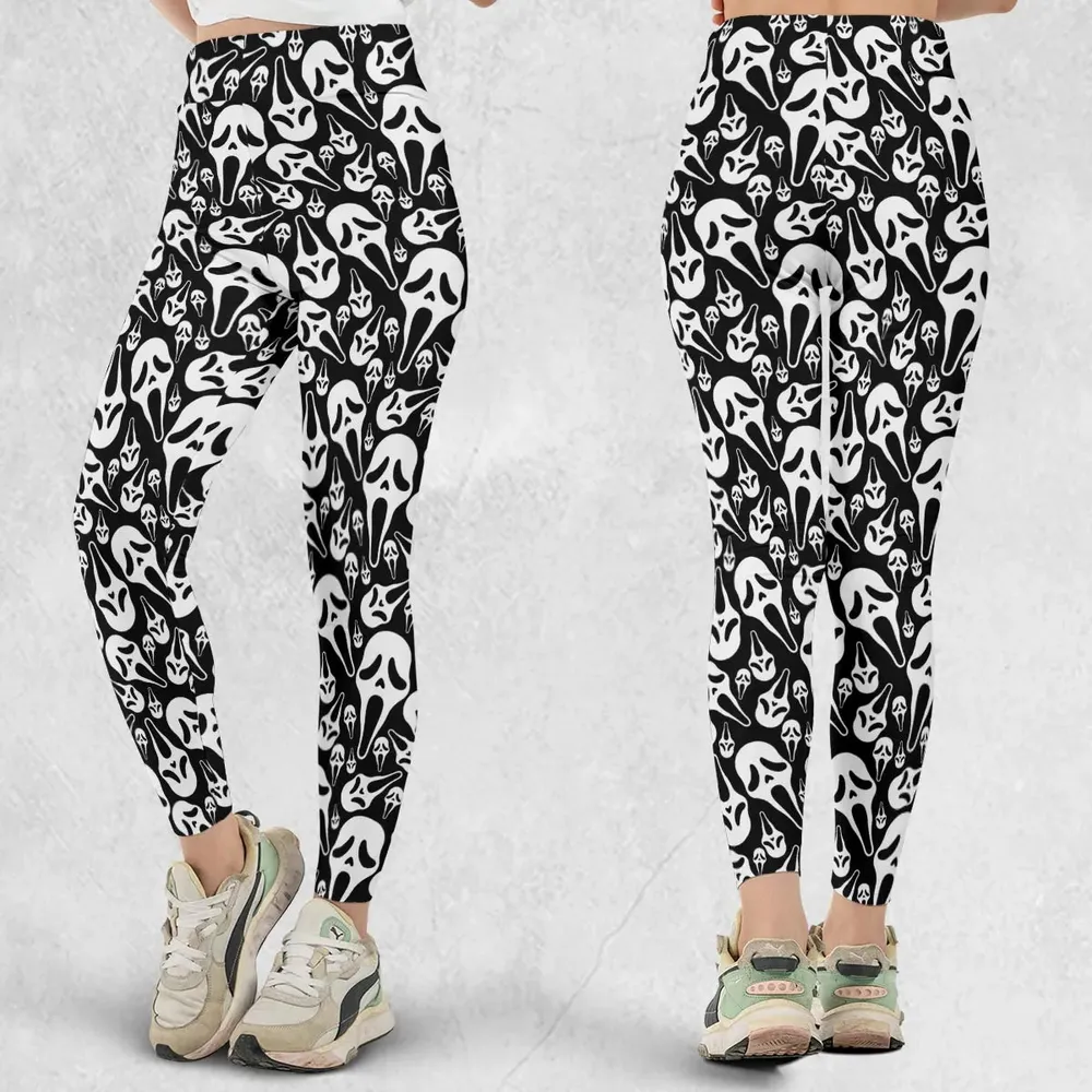 Ghostface Horror Movie Pattern Halloween Legging - 1