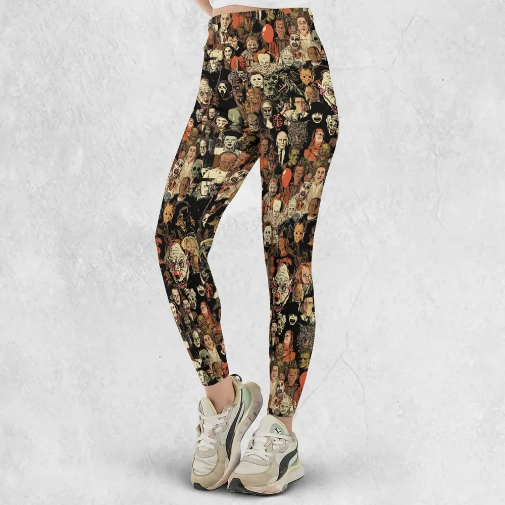 Horror Movie Characters Halloween Pattern Legging - 2