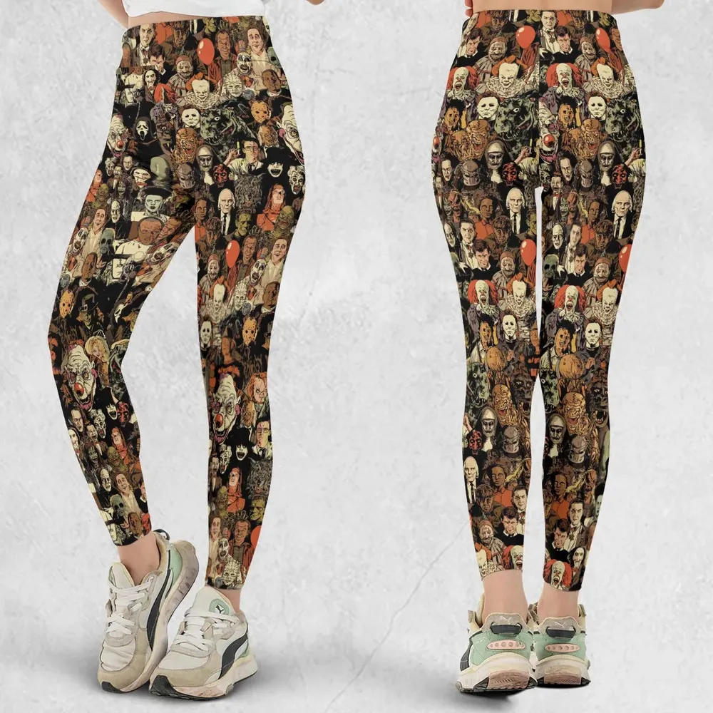 Horror Movie Characters Halloween Pattern Legging - 1