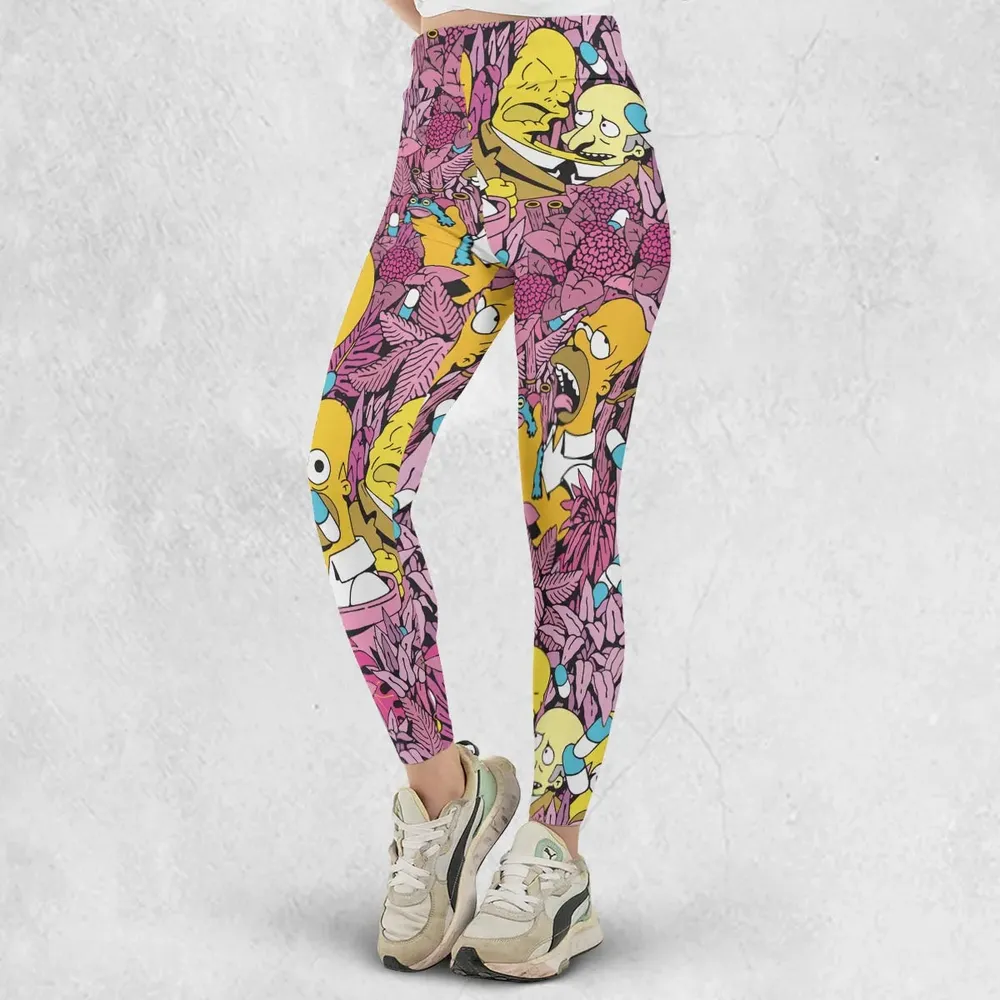 Homer Simpson In Flower Bush The Simpsons Legging - 2
