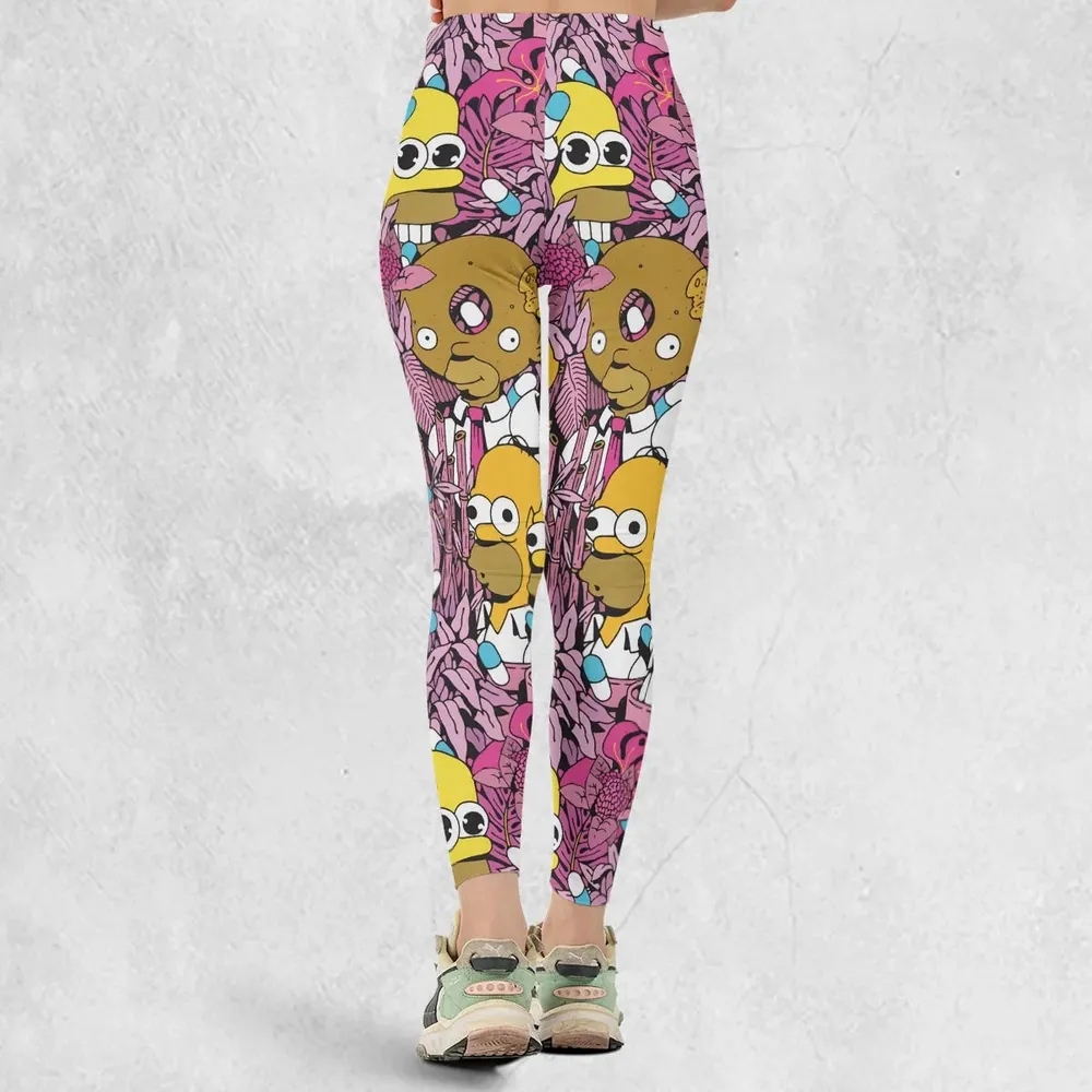 Homer Simpson In Flower Bush The Simpsons Legging - 3