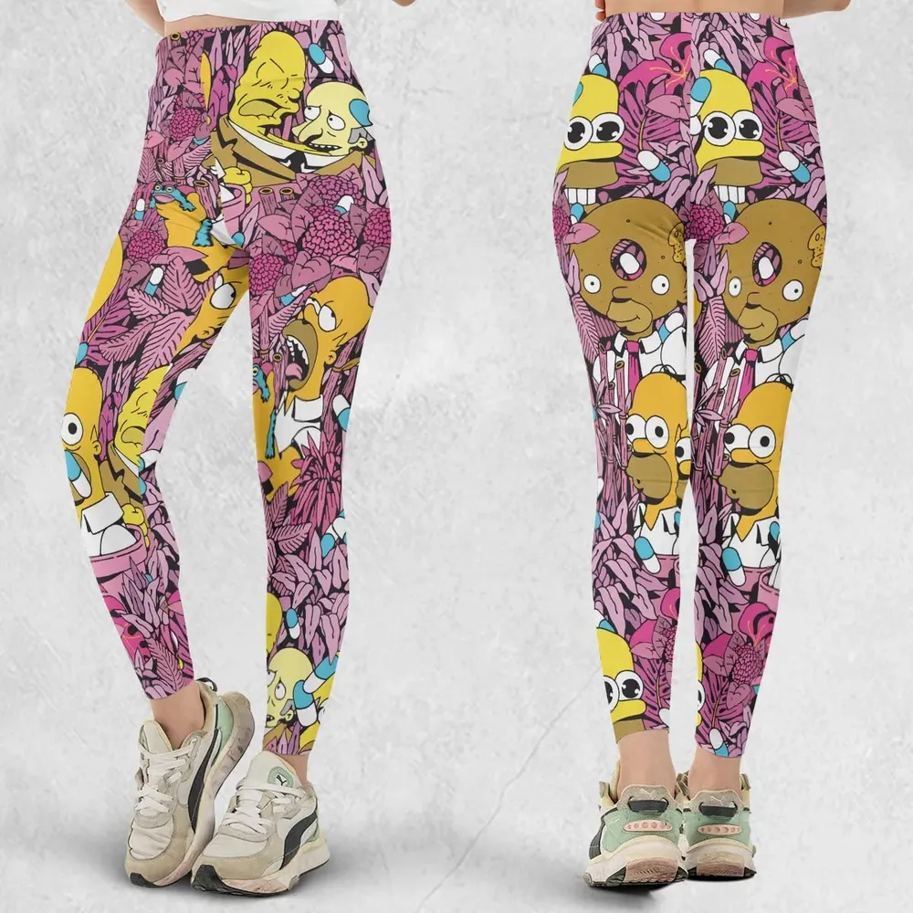 Homer Simpson In Flower Bush The Simpsons Legging - 1
