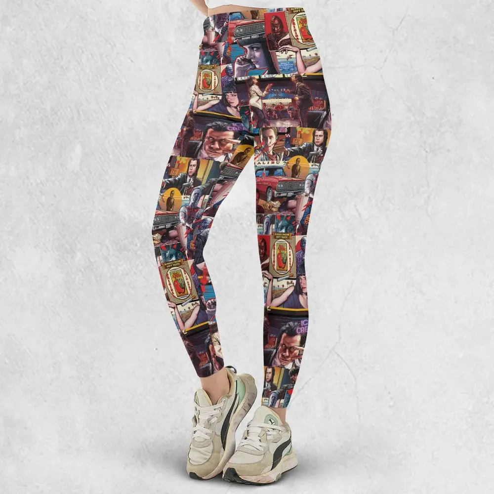 Retro Scenes Mia Wallace Vincent Vega Jules Winnfields Pulp Fiction Legging - 2