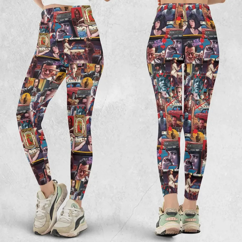 Retro Scenes Mia Wallace Vincent Vega Jules Winnfields Pulp Fiction Legging - 1