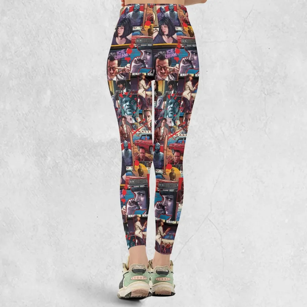 Retro Scenes Mia Wallace Vincent Vega Jules Winnfields Pulp Fiction Legging - 3