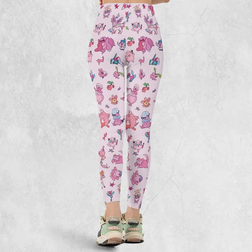 Team Pink Pokemon Pattern Legging - 3